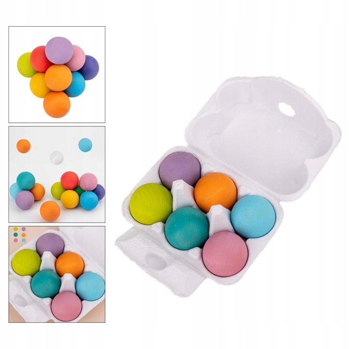 6 шт. м'ячі Дерев'яні іграшки Rainbow Ball DIY Іграшки розвивальні для дітей Style2 — фото 5