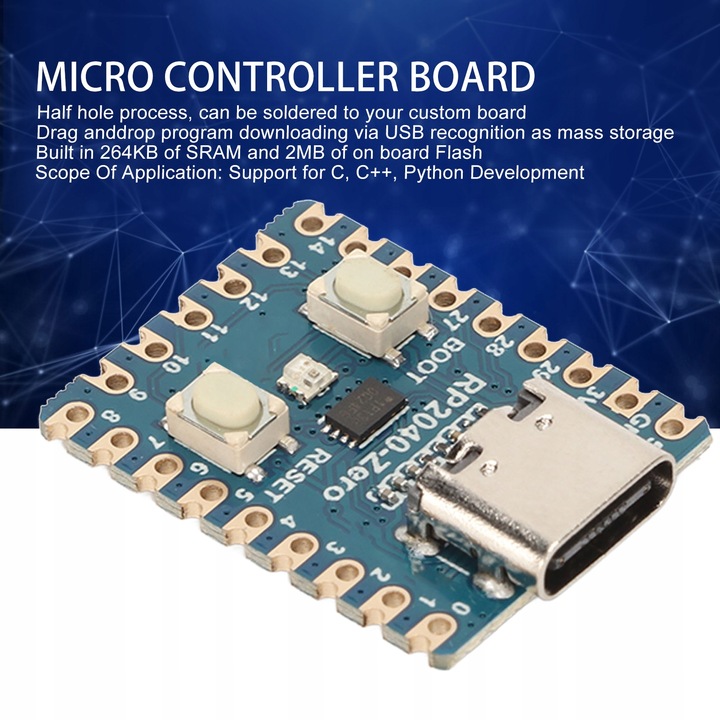 PŁYTKA ROZWOJOWA Z MIKROKONTROLEREM RASPBERRY PI PICO MINI RP2040-ZERO