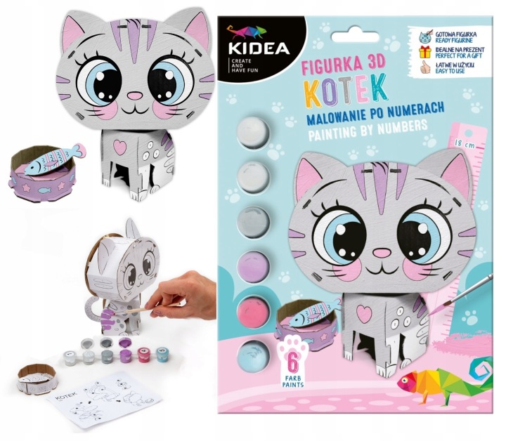 Фігурка 3D для малювання за номерами Котик пастельний Kidea — фото 7