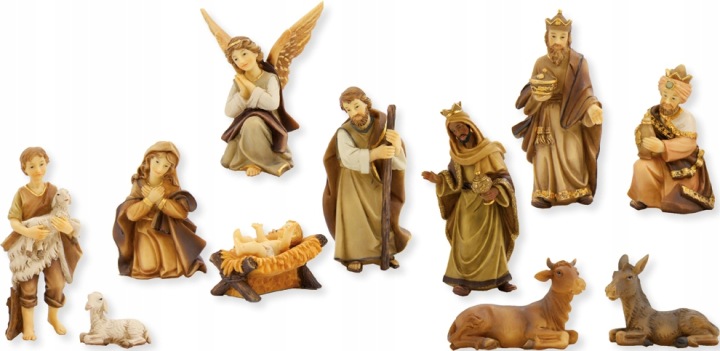 Krásné figurky do vánočního betlému 11 dílů do 9 Cm výšky. Mořené
