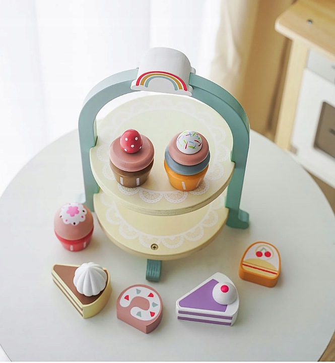 WOODEN PATERA FOR KIDS LARGE SNACK SET CAKE PASTRY MUFFINS Main color multicolor