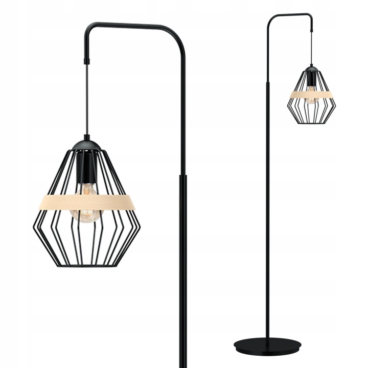 Podlahová lampa Milagro Cliff MLP5528 černá loft kov dřevo 1xE27 60W