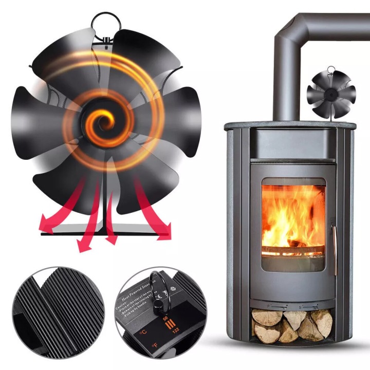 Krbový Ventilátor Termoelektrický Ventilátor Napájený Teplem, 6 Lopatek