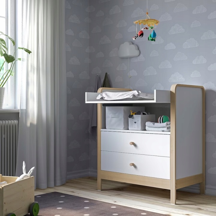 IKEA ALSKVARD Комод з пеленальником, береза/білий — фото 7
