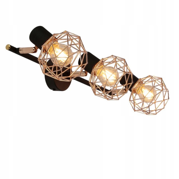 Лампа настінна стельова планка потрійна чорно-золота Acrobat CANDELLUX — фото 7