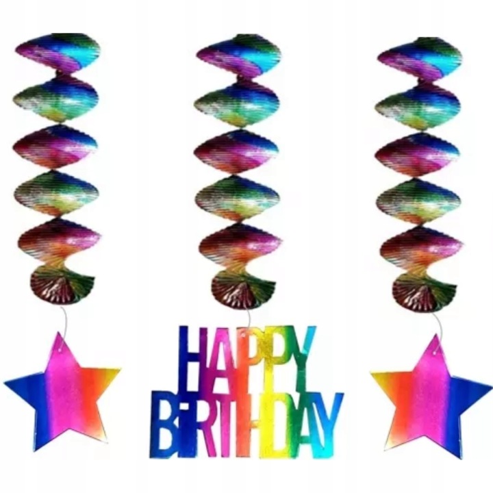 Декорація на день народження спіралі HAPPY BIRTHDAY 3 шт.