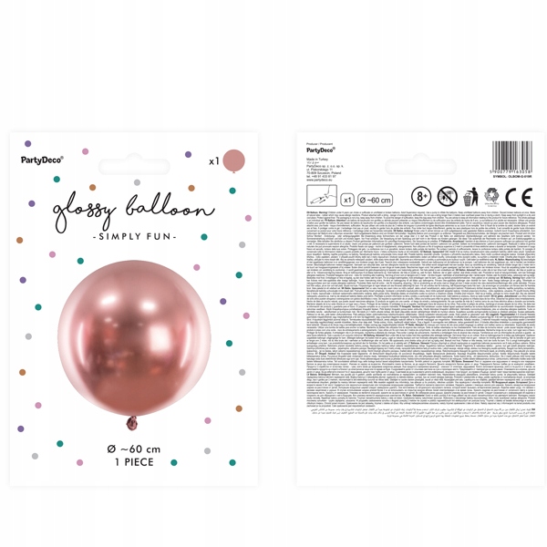 Повітряна кулька 60 см PARTYDECO GLOSSY рожеве золото 1 шт. — фото 5