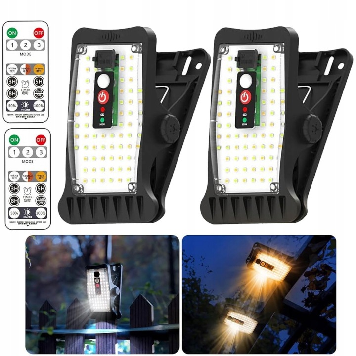 2x Solární Lampa Led zapichovací zahradní nástěnná lampa s Pohybovým Senzorem svorky