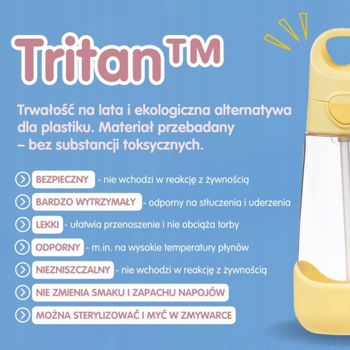 B.BOX пляшка для води тританова з трубочкою 600 мл лимонний TWIST — фото 2