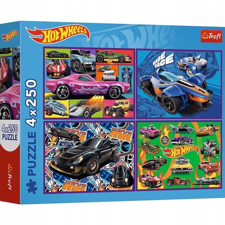 Пазли 4x250 Гоночні авто Hot Wheels