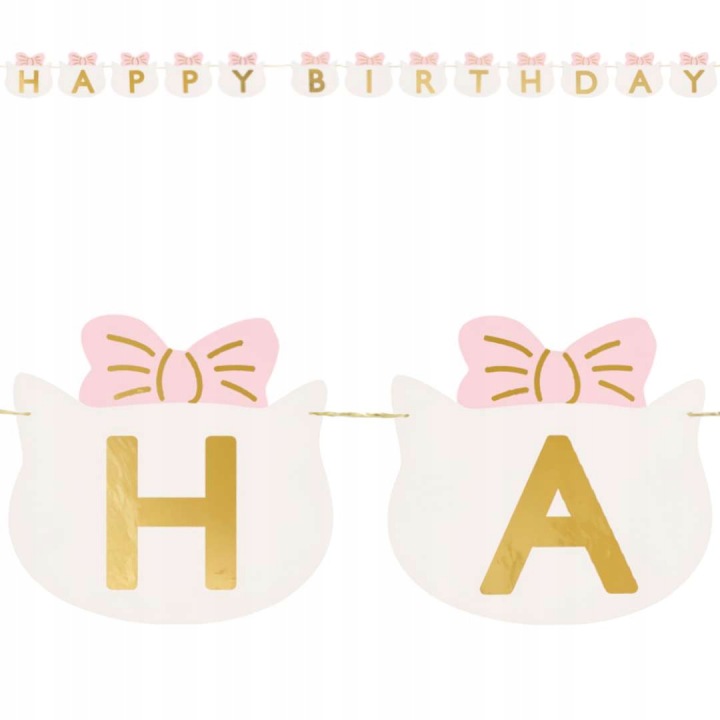 Банер на день народження Happy Birthday Котики - рожевий, 12 x 280 см — фото 4