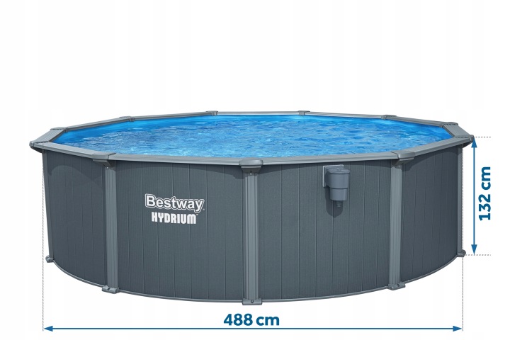Басейн садовий всесезонний панельний HYDRIUM 488x132 см BESTWAY набір 13 в 1 — фото 3