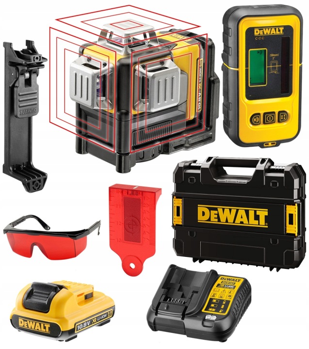 Křížový laser 3x360 DeWALT DCE089D1R detektor
