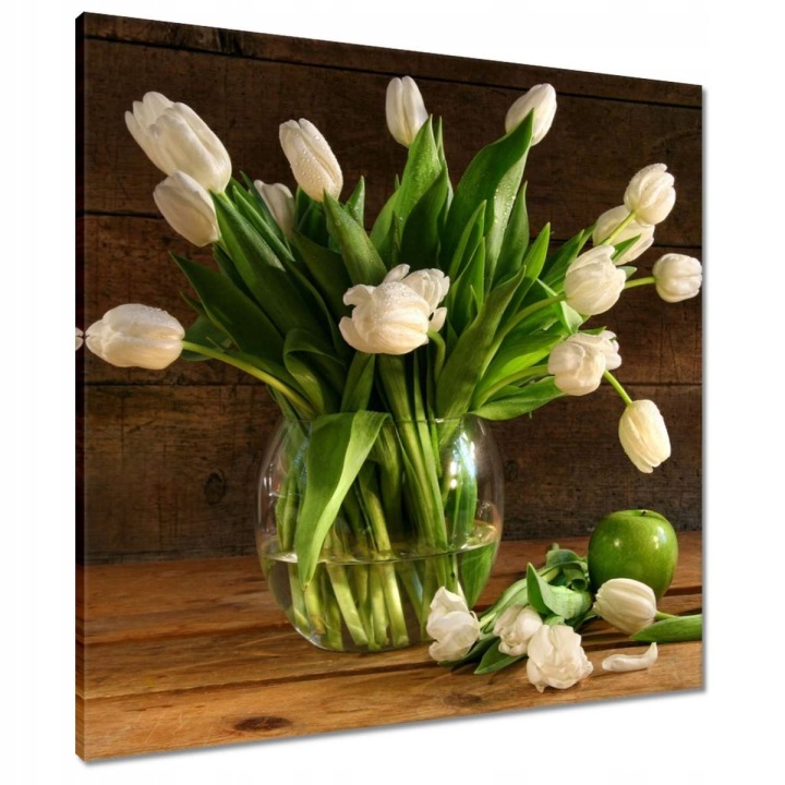Obrazy 70x70 Bílé tulipány Desky