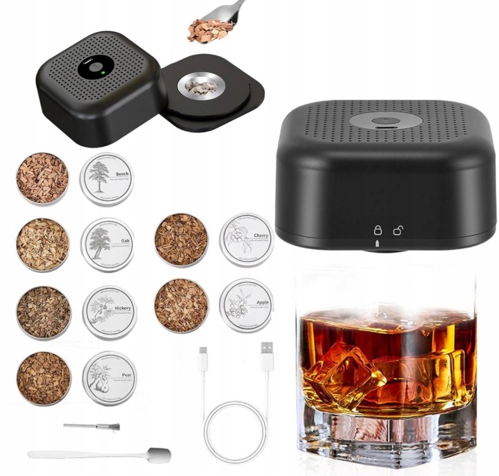 Elektrický Smoker Na Uzení Whisky Se 6 Dřevěnými Hoblinami TP-10