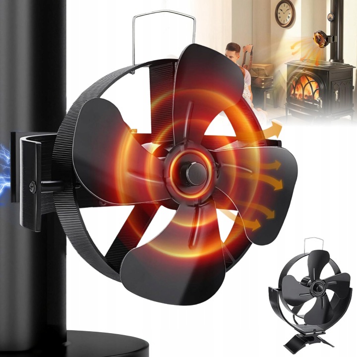 Magnetický Krbový Ventilátor Na Trubku Napájený Teplem, 4 Lopatky, Tichý