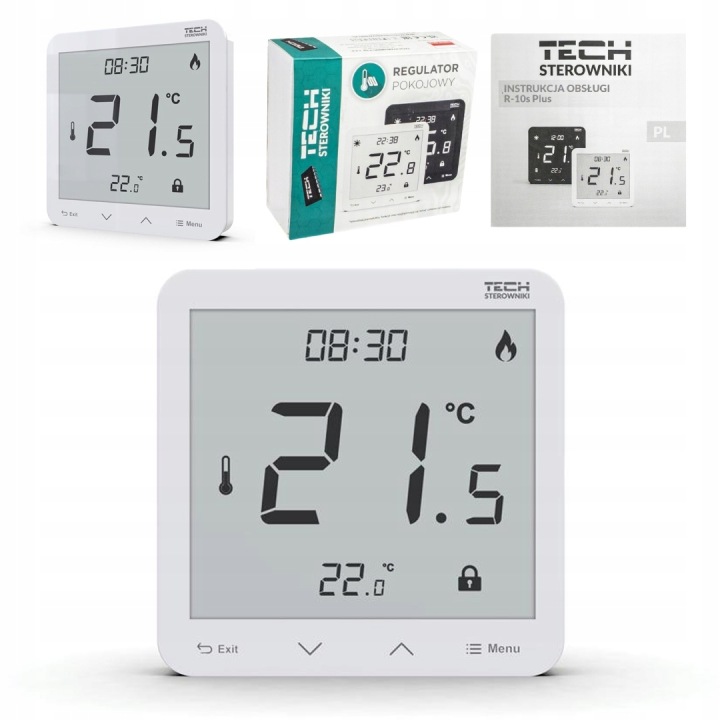 Regulátor Pokojový Termostat Drátový Tech R-10S Plus Bílý