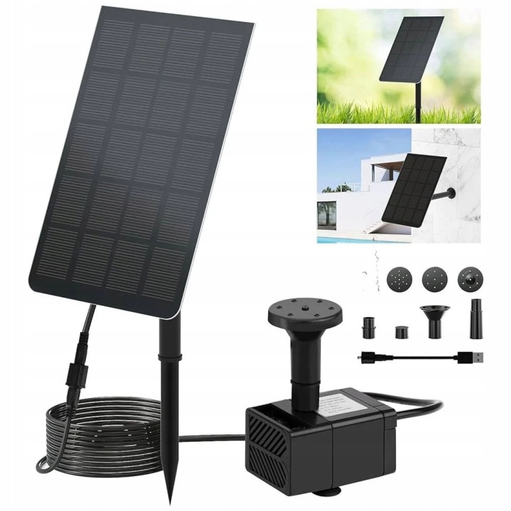 2.5W solární fontánová pumpa s filtrem pro 7 trysek do bazénu
