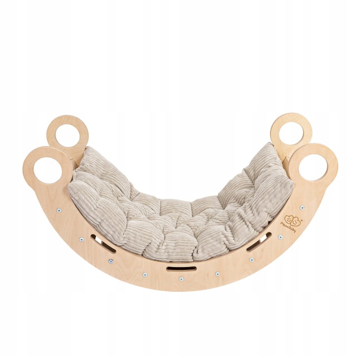 Гойдалка Small Dream Rocker Натуральне дерево & Гірка з Бежевою Подушкою — фото 3