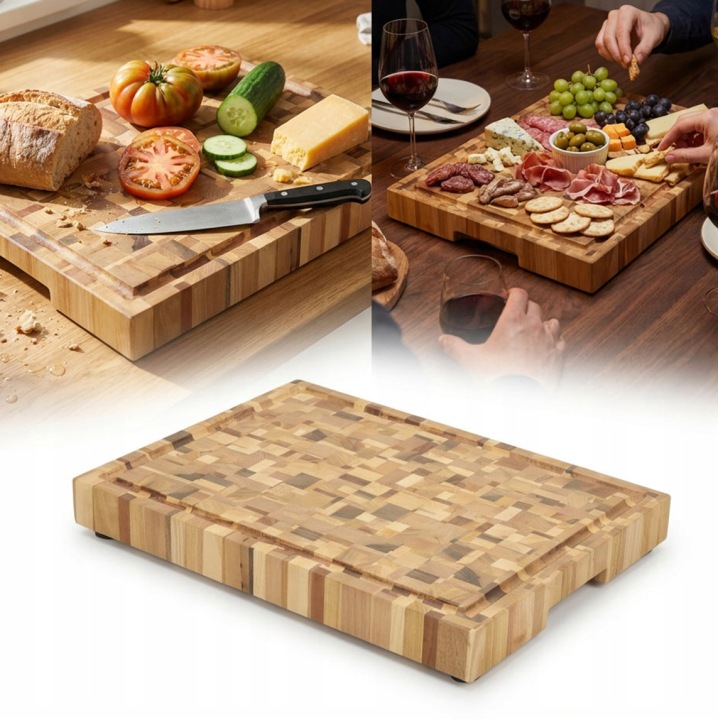Deluxe End Grain Štorcová Deska olejovaná 40x30x4 Blok nožek na krájení