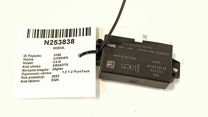 modul Parken PDC 9838793580 CITROEN C4 III
