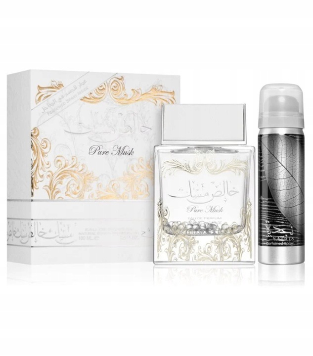 lattafa pure musk woda perfumowana 100 ml   zestaw  