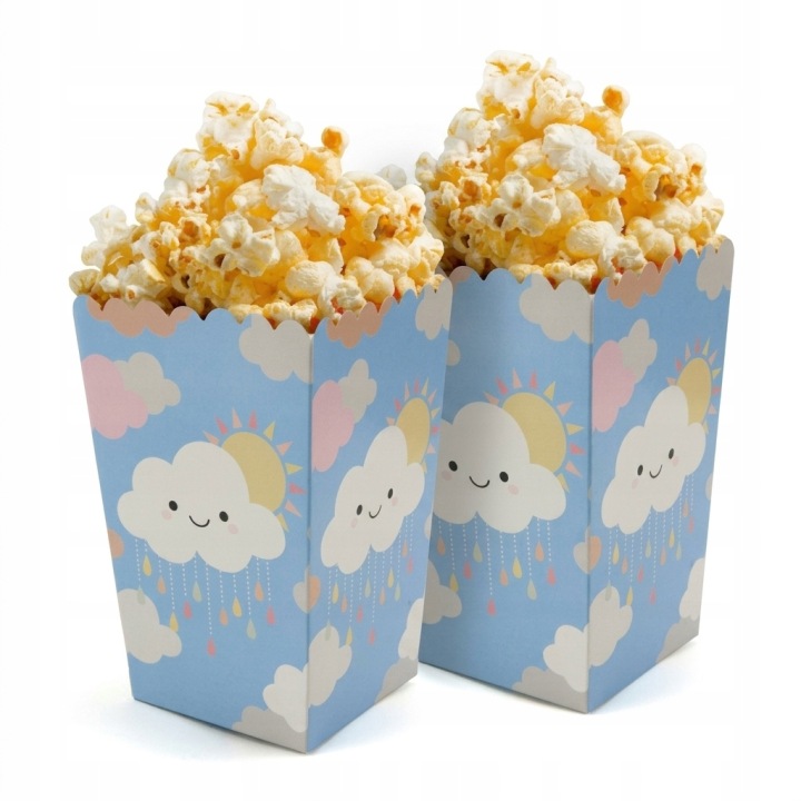 Коробки для попкорну хмаринки сонце пастельні на День народження BABY SHOWER