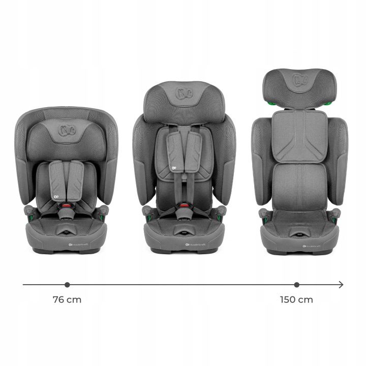 KINDERKRAFT FIX2GO I-SIZE автокрісло ISOFIX 76-150 см 9-36 кг сірий (виставковий) — фото 2