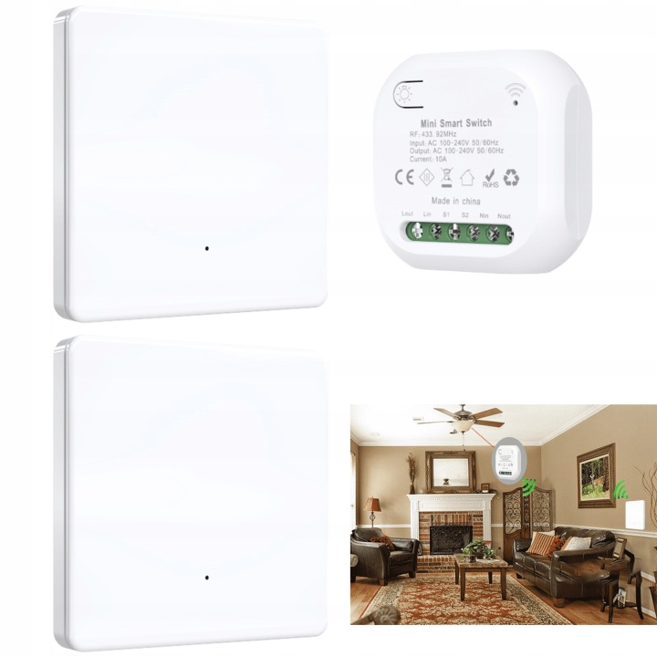 10A Bezdrátový Scenový Přepínač 2 Rádiový 433MHZ 110–240 V
