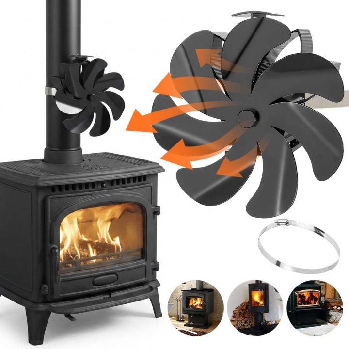 Krbový Ventilátor Se 7 Čepelemi, Tichý Krbový Ventilátor Napájený Teplem