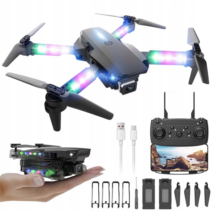 Dron Z Kamerą BEDEE Складаний LED 2 Камери 2 Батарейки Для Дітей На Подарунок — фото 11