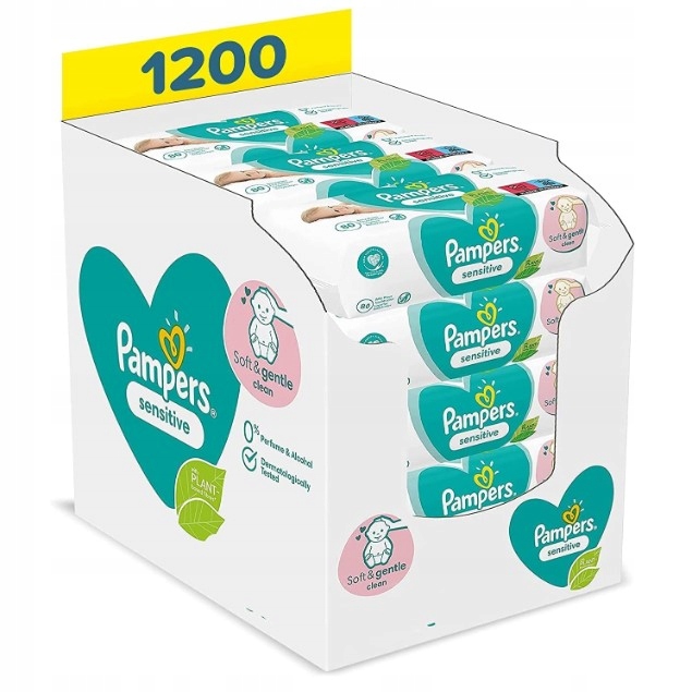 Pampers Sensitive серветки вологі для дітей 15 упаковок = 1200 шт. — фото 7