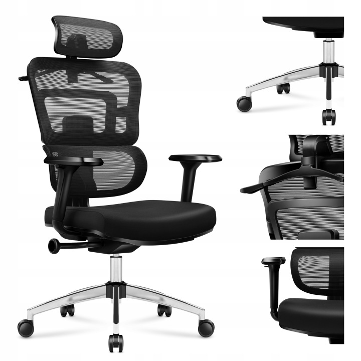 Kancelářská židle Ergonomická otočná nastavitelná Bederní opěrka do 150 kg