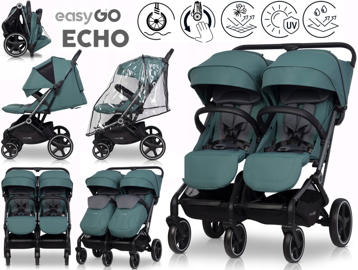 Візок прогулянковий для близнюків і дітей рік після року ECHO накладки аксесуари — фото 4