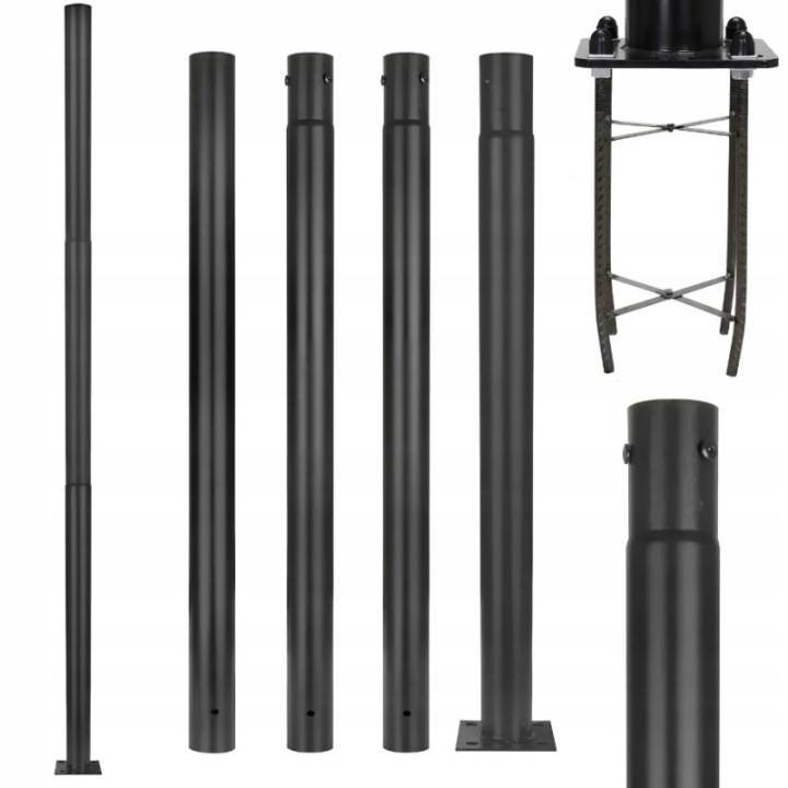Osvětlovací Sloupek 4 M Ø58 MM Stožár Pro Pouliční Lampy Sloupek Kotvící Kolík M14