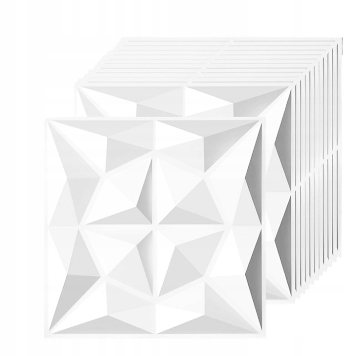 12 x Bílý Nástěnný Kaseton Nástěnné Panely Stropní Kazety 3D Diamantová Bílá