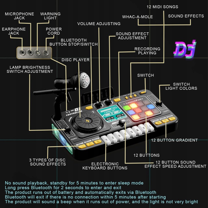 Консоль DJ для дітей зі штативом BLUETOOTH LED 6 режимів гри — фото 3