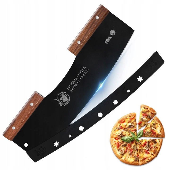 Ailuropoda Nůž na pizzu Rocker 14'' Ocel 30Cr14 Lfgb Ořech Kryt