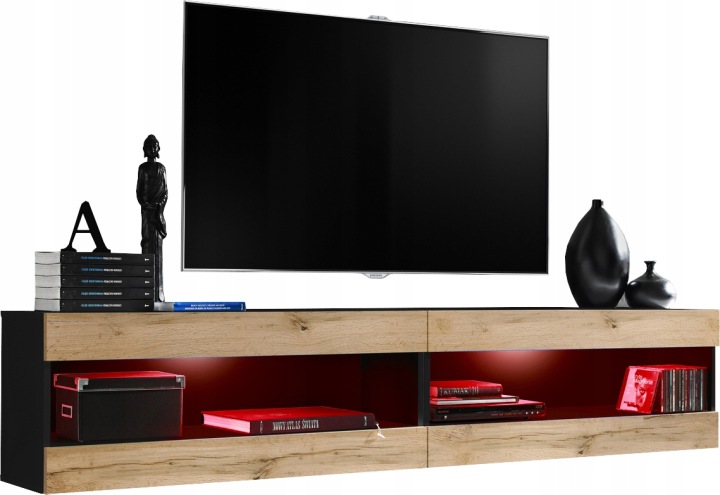 Sada Rtv nábytku Tivoli SET4 Černá/Dub Wotan, Rgb Led