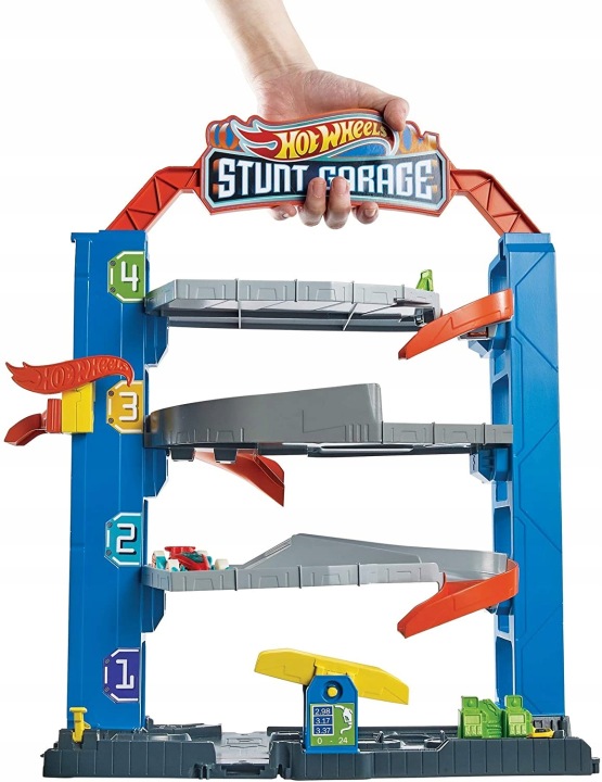 HOT WHEELS CITY STUNT GARAGE набір гараж паркінг з ліфтом + машинка 1:64 HW — фото 2