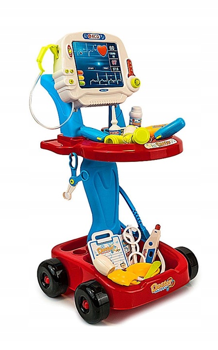 LITTLE DOCTOR SET ECG SCREEN ACCESSORIES STROLLER DOCTOR PLAY FOR CHILDREN Main color shades of blue