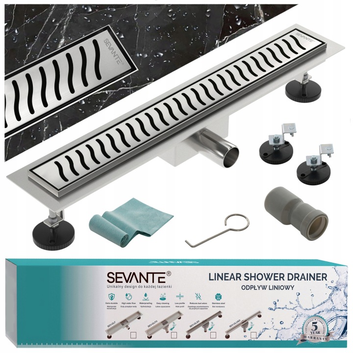 Lineární odtok s maskovací vložkou 90 cm Flat inox ocel 304 velká průchodnost