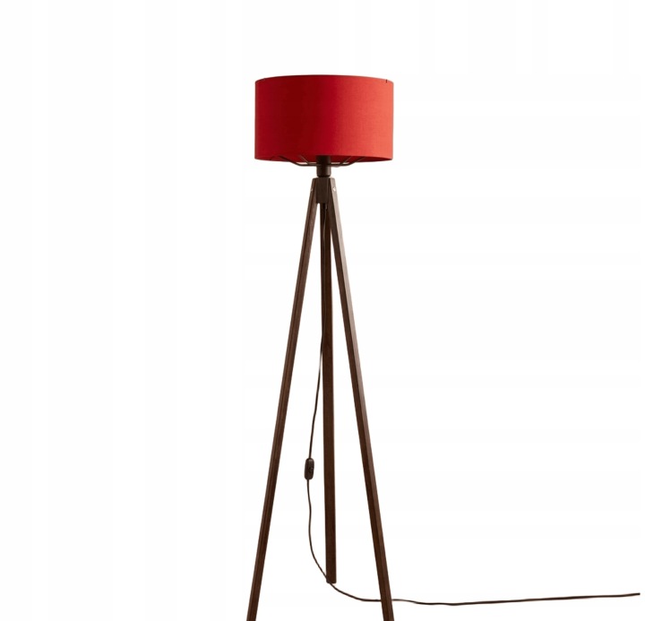Podlahová lampa Opviq 140 Cm Dřevěná tkanina Červeno-hnědá Boho E27