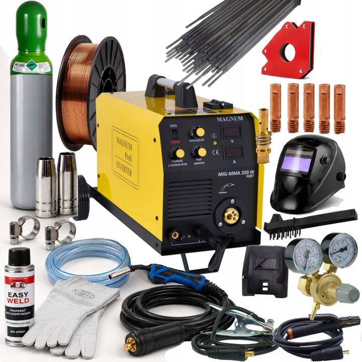 Svařovací stroj Magnum Mig 200W Igbt Mig/mag Mma Fcaw 180A 230V SET1