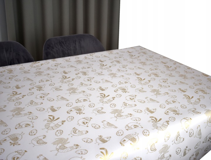 Skvrnitý Ubrus 140X220 CM Bílý Zlatý Kurník Velikonoce Vánoce