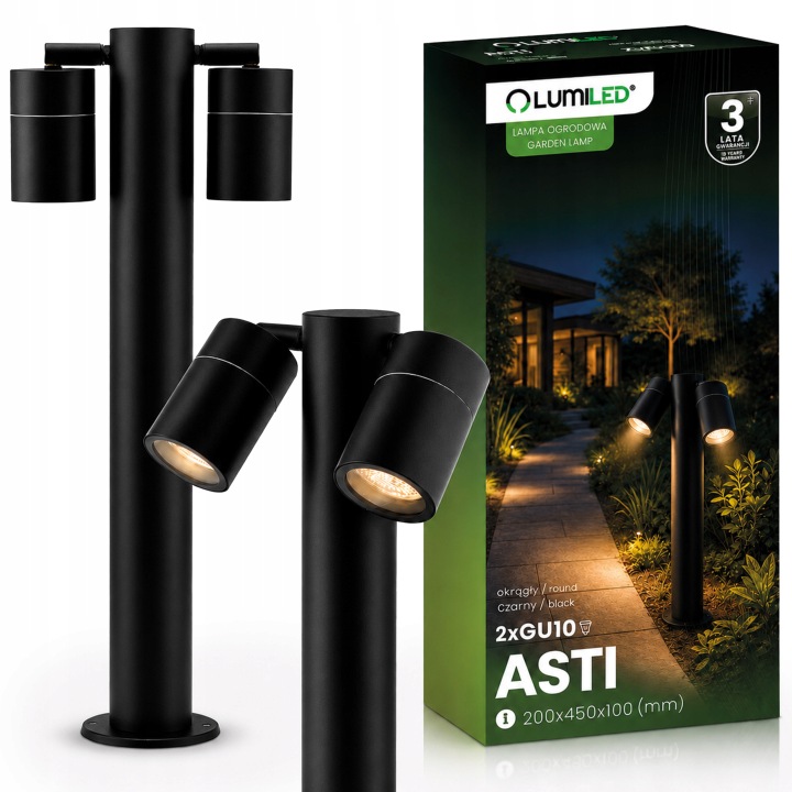 Zahradní lampa Stojací svítidlo 45 cm Sloupek Venkovní reflektor 2x GU10 Sloup