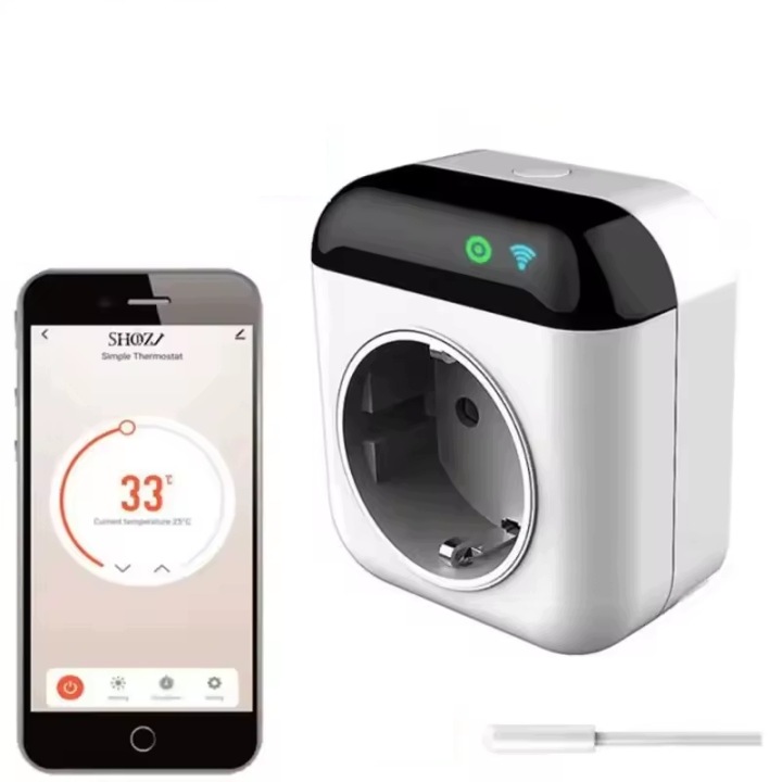 Inteligentní zásuvka-termostat 2,4 GHz WiFi Tuya dálkové ovládání Bílá