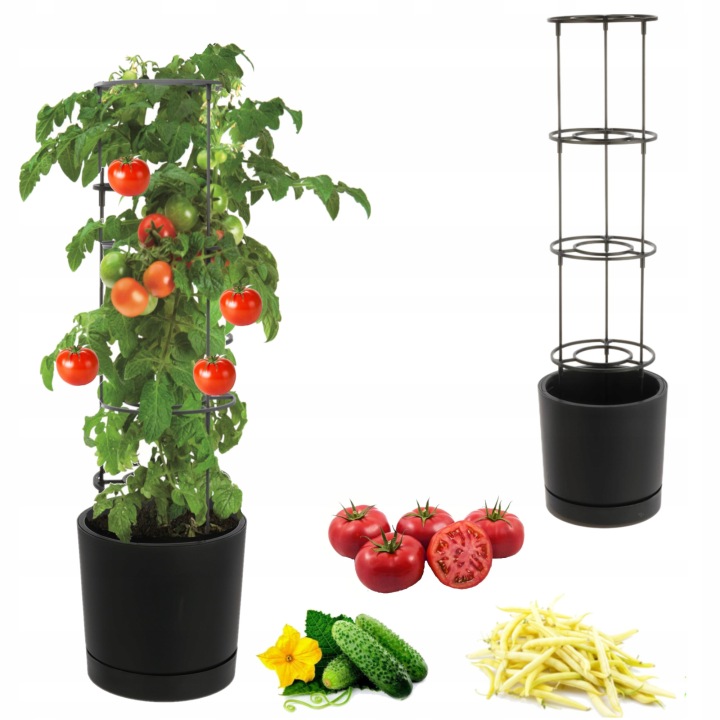 Květináč na rajčata, okurky, popínavé fazole, květiny, pěstování Ø40 cm antracit vložka