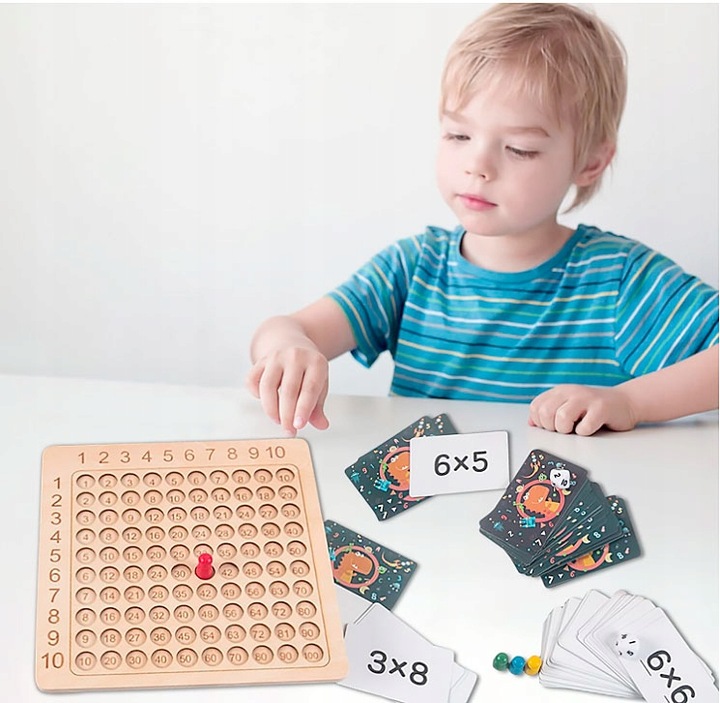 WOODEN MULTIPLICATION TABLE EDUCATIONAL GAME FOR CHILDREN LEARNING TO COUNT CARDS Color other
