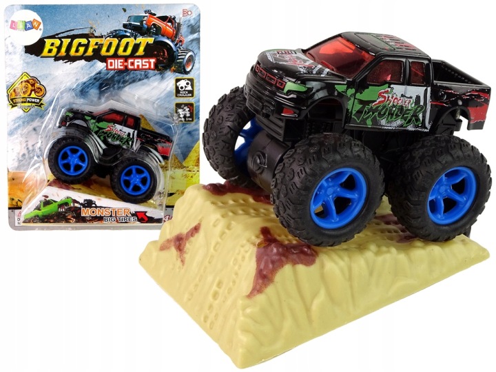 Авто Машинка З Заводом Monster Truck Big Foot Гумові Шини Рампа — фото 2